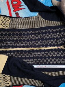 Patterned Knit Cardigan kurti with zip xxl size