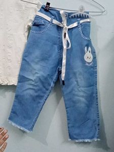 Cute Girls Clothing Set white shirt blue denim jea