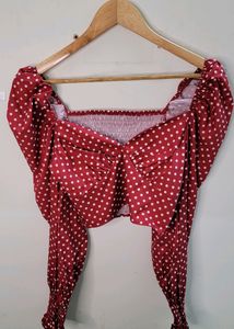 SHEIN Red Polka Dots Crop Top