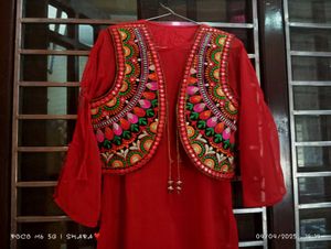 Red Embroidered Salwar Kameez Suit
