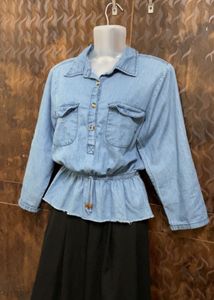 Pintresty 🌸Denim Peplum Shirt Top