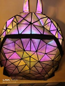 geometrical holographic luminous backpack