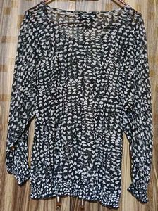 Madison Printed See-through Blouson Top