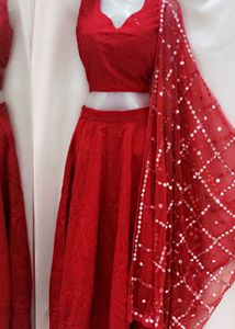 Red Sequin Lehenga Choli Set