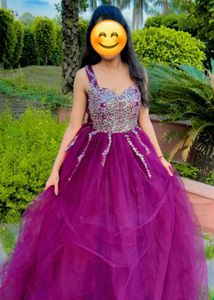 Purple Sequin Tulle Gown