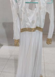 White and Golden sequince anarkali