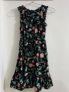 Floral Black Frock For 8-10 Year Old Girls