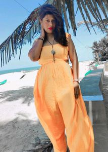 Flowy Orange Beach Jumpsuit