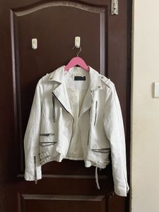 White Maximal Leather Jacket