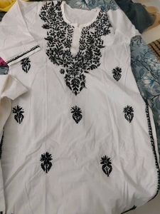White N Black Lucknowi Plazopair