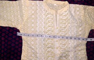 Chikankari Yellow White Kurta