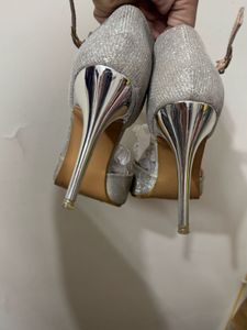 Elegant Silver Glitter Heels