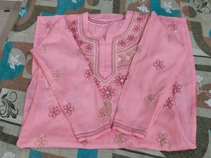 Peach Embroidery Kurta