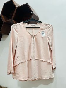 Bershka Pink Zipper Crop Top