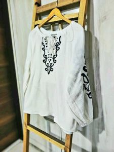 White Embroidered Top size-42-44