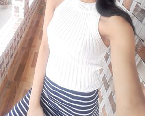 White Ribbed Round Neck Top