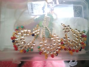 very beautiful multi colored earrings with mangtikka