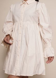 Cream Button-Down Mini Dress