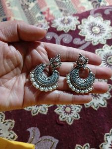 Silver Oxidized Tone  Earrings