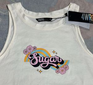 Printed Misty White Tank Crop Top