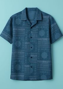 Blue Patterned Short Sleeve Shirt