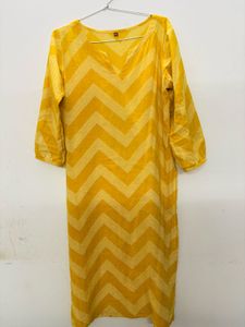 Yellow Chevron Print Kurta