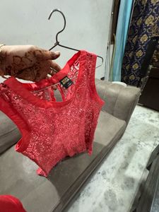 Vero Moda Coral Lace Tank Crochet Top