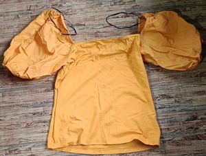 Orange Puff Sleeve Top
