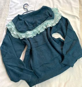 🎁Buy1 Get1 Free Coquette Ruffle Collar Sweater H