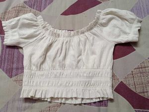 White Adjustable Off Shoulder Top