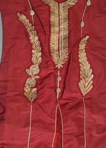 Embroidered Red Kurta sleeveless Glitter