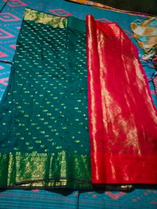 Elegant Green Silk Saree with Blouse