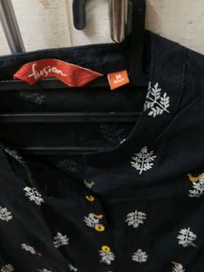Botanical Print Black Dress And Multicolour Dres