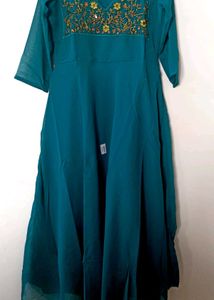 Brand New Elegant Teal Heavy Aari work Kurta