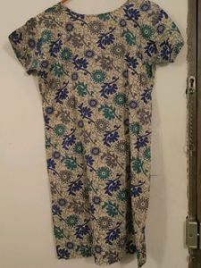 Straight Kurta With Blue Green Prints