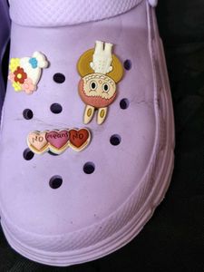 Women Purple Rubber Crocs with Charms