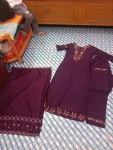 Purple Embroidered Kurta Set