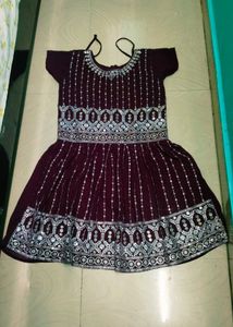 Dark Purple Colour Girl Sharara Dress