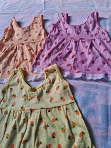 Strawberry Print Baby Dresses (Set of 3)