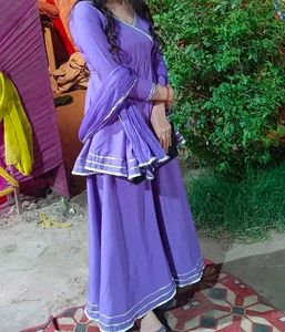 Lavender Angrakha Anarkali Kurti &amp; Sharara Suit