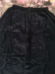 Black Embroidered Wide Leg Pants
