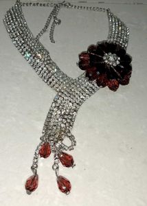 Rhinestone Flower Necklace (Some Stones Have Lost)