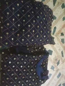 Elegant Navy Blue gagra and top blu Without Dupatt