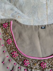 Womans Pretty Stone Kurta Set With Shall