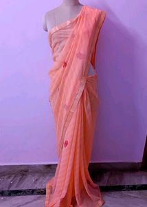 Peach Floral Saree