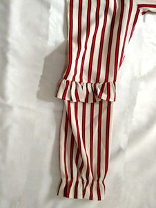 Striped Ruffle Sleeve Blouse ,Size M