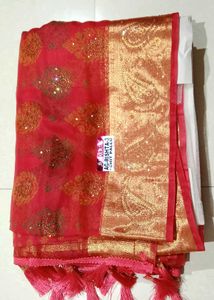 Elegant Red & Gold Saree
