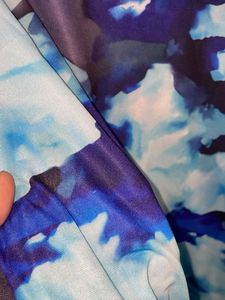 Streetstyle Blue Patterned Long Sleeve New Top