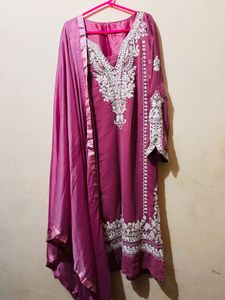 Elegant Rose Pink Embroidered Pakistani Suit