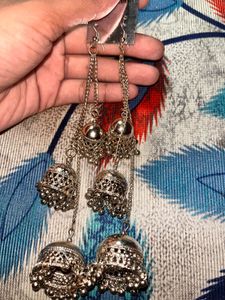 Silver Jhumka Earrings